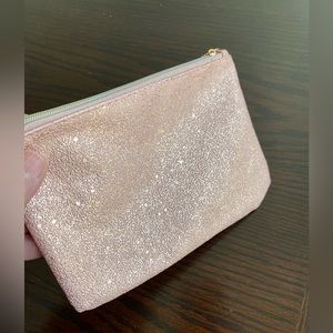Ipsy Glam Bag~Rose Gold Shimmer~Gold metal zipper charm~New~Never Used